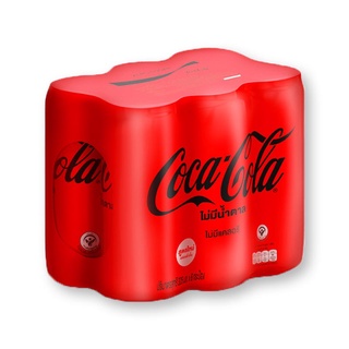 โค้ก ซีโร่ สูตรใหม่ ไม่มีน้ำตาล ไม่มีแคลอรี่ ขนาด 325ml ยกแพ็ค 6กระป๋อง COKE COCA COLA ZERO CAN NO SUGAR โค้กแคน