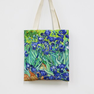 Van Gogh Irises กระเป๋าสะพายไหล่ กระเป๋าถือ ผ้าสักหลาด ลายภาพวาดสีน้ํามัน สําหรับสตรี