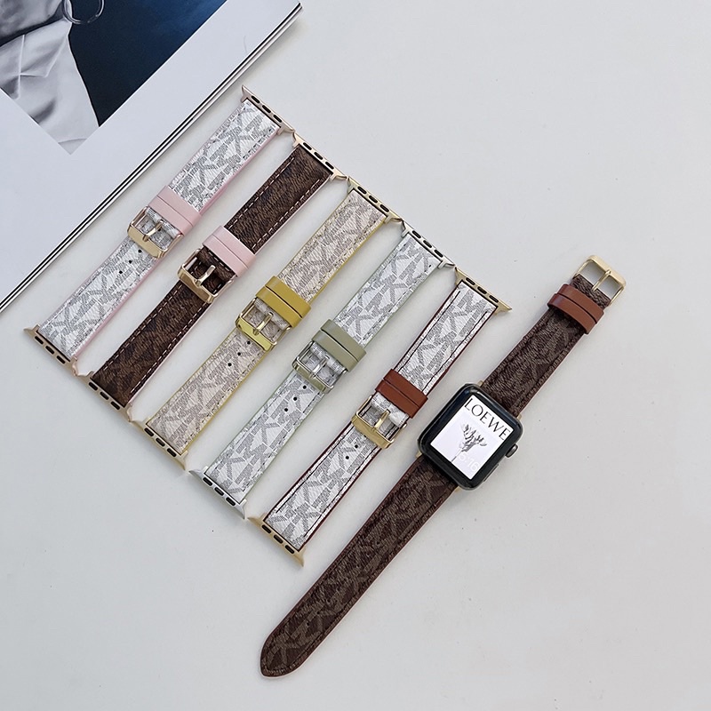 สายหนัง รุ่นใหม่ หนัง PU พิมพ์ลาย MK ใช้ได้กับ Smart Watch 8 7 6 5 4 3 2 1 SE HW8Max X8PromaxBig HW6