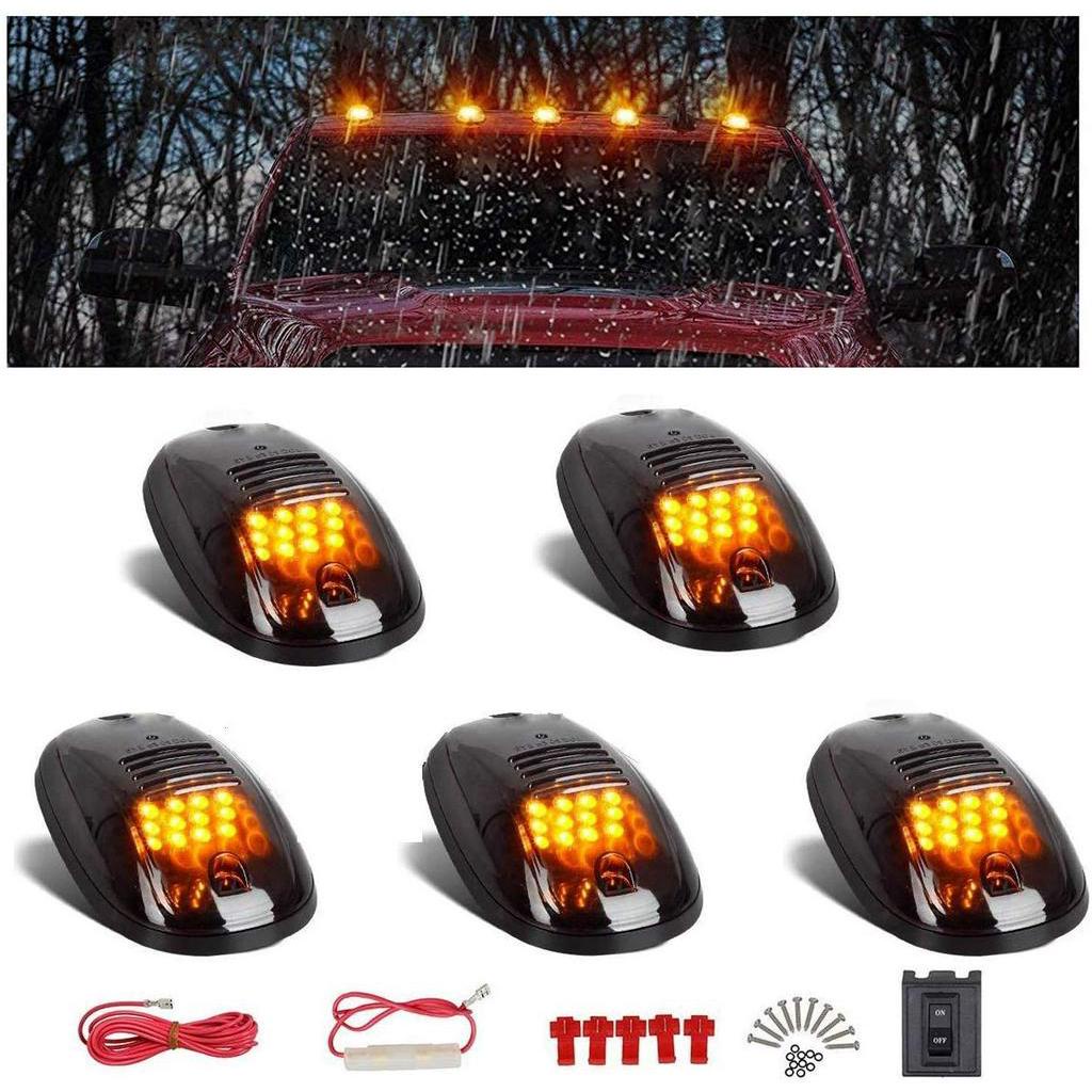 5x Cab หลังคา Top Marker วิ่งรถไฟ LED โคมไฟสีดํารมควันเลนส์หลอดไฟสัญญาณ Cabus สําหรับรถบรรทุก SUV