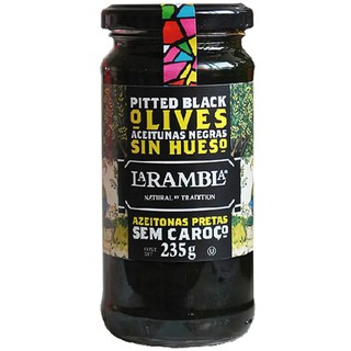 ✨นาทีทอง✨ La Rambla Pitted Black Olives มะกอกดำ ไม่มี เมล็ด  ลาแรมบลา 235 กรัม  คุณภาพระดับพรีเมี่ยม