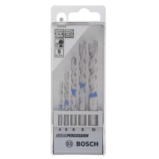 Boschชุดดอกสว่านเจาะคอนกรีต สีเงิน5ชิ้น ขนาด4, 5, 6, 8, 10มม.