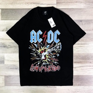 เสื้อยืดคอกลมเสื้อยืด พิมพ์ลายกีตาร์ BAND ACDC POWER OFF สีดํา สําหรับผู้ชาย และผู้หญิงS-4XL