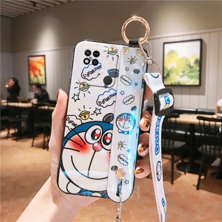 New เคส Xiaomi Redmi 10A / 10C / 10 / 9C / 9A Fashion Blu-ray Soft Case Cute Cartoon Doraemon Adjustable Wristband Strap Cover เคสโทรศัพท์ Redmi10A Redmi10C