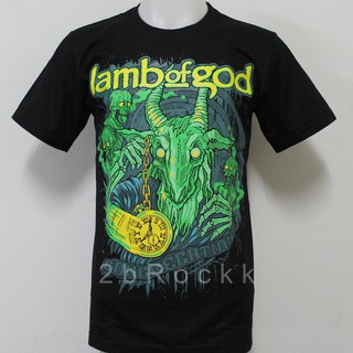 เสื้อยืดผ้าฝ้ายพิมพ์ลายเสื้อวง LAMB OF GOD เสื้อยืด เสื้อ แลมบ์ ออฟ ก็อด S223 ไซส์ยุโรป