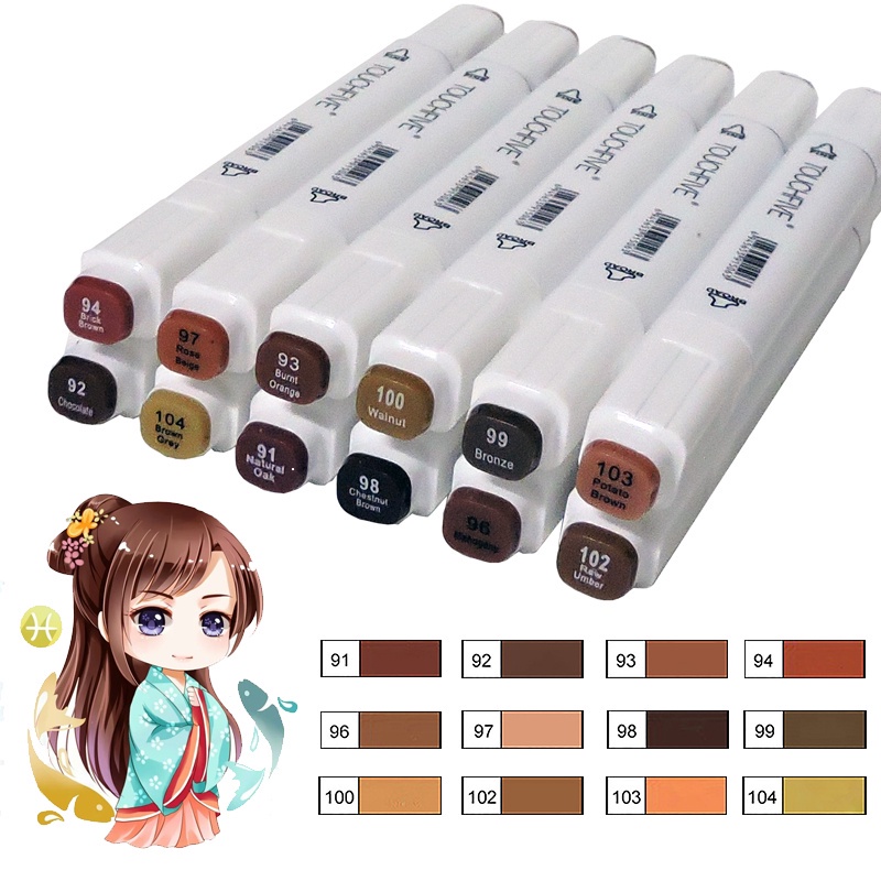 Touchfive 12 สี Sketch Art Marker Twin Tip Manga Animation Design Art Supplies สําหรับภาพประกอบภาพวาด TouchFive Art Marker
