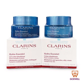 Clarins - Hydra-Essentiel Silky Cream 50ml (Normal to Dry Skin)/Hydra-Essentiel Cooling Gel 50ml - Ship From Hong Kong