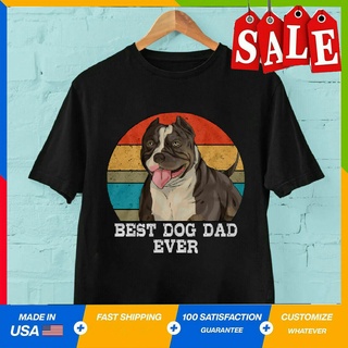 [COD]เสื้อยืดลําลอง แขนสั้น เข้ารูป พิมพ์ลาย Pitbull Dad Ever FatherS Day Dog Dad สไตล์วินเทจ แฟชั่นสําหรับผู้ชายS-5XL