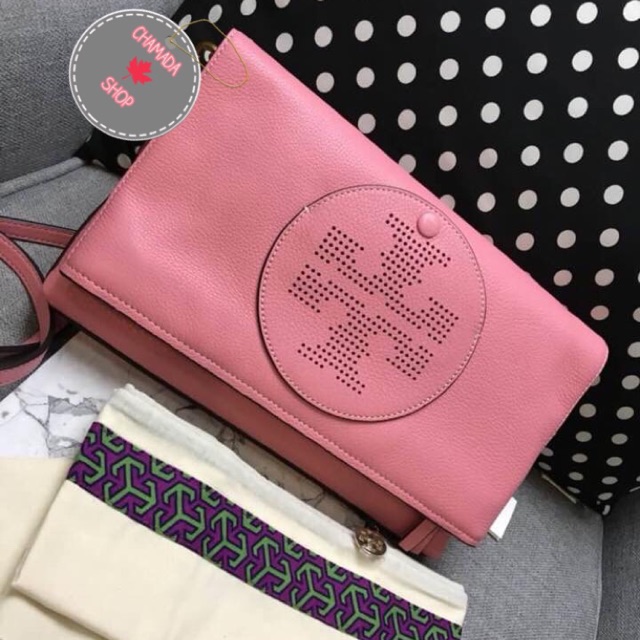 🍃 TORY BURCH PERFORATED LOGO FOLD-OVER CROSSBODY