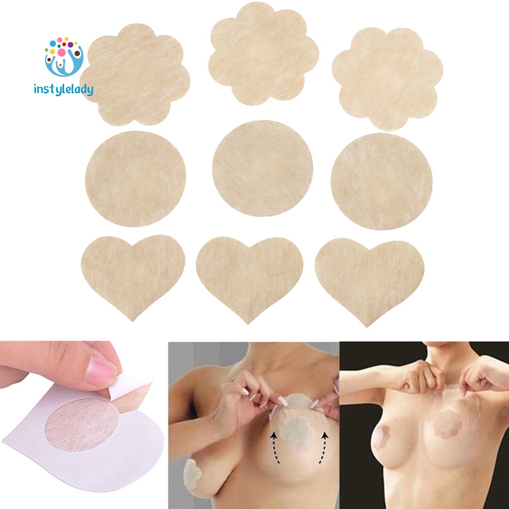 ✌Iy 5Pair Women Invisible Breast Lift Tape Heart Round Bra Sticker Nipple Covers
