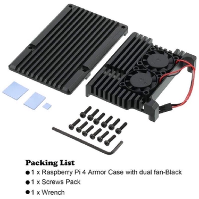 Raspberry Pi 4 Armor Aluminum Alloy Case with Dual Fan #8