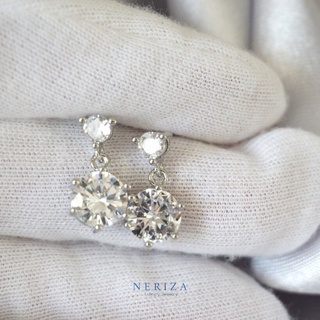 Neriza Jewelry/ ต่างหูระย้าเพชรสังเคราะห์เกรดพรีเมี่ยม ประกายเทียบเท่าเพชรแท้ ต่างหูเจ้าสาว จัดส่งฟรี พร้อมกล่อง NE082