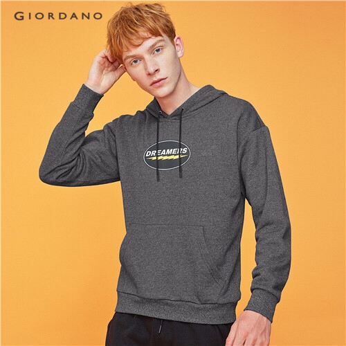 GIORDANO MEN Printed kanga pocket hoodie 91099790