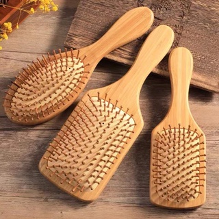 แจกน้ำมันหอมระเหย🎁พร้อมส่ง-（Natural wood comb）หวีไม้ธรรมชาติ หวีถุงลมนิรภัย หวีผมตรง หวีนวดศีรษะ หวีผมพันกัน ป้องกันไฟฟ้าสถิตย์（หวีจีนโบราณ）