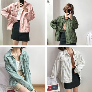 พร้อมส่ง🌈Pastel denim Jacket เสื้อแจ็กเก็ตสไตล์เกาหลี ใส่กันแดดกันหนาวได้