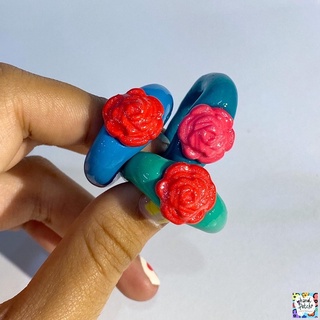 rose:แหวนดินปั้นดอกไม้