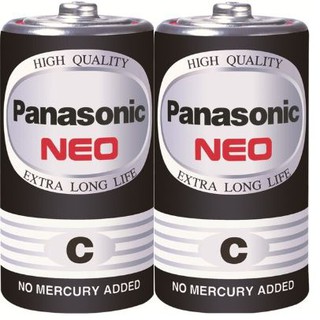 Panasonic C NEO  Pana-ดำ ถ่านไฟฉาย R14NT/2SL ไซด์C (2ก้อน/แพ็ค)