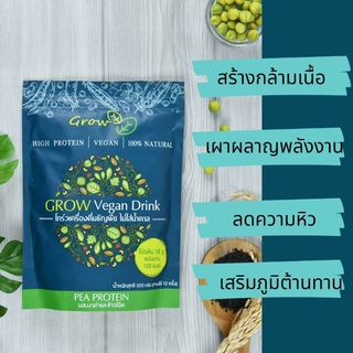 🔥Set 2 ถุง 600 กรัม🔥Grow โปรตีนถั่วลันเตา Pea Protein​ ผสมธัญพืช งาดำ ข้าวโอ๊ต ไม่มีน้ำตาล แคลต่ำ KETO เวย์ Whey ลีน