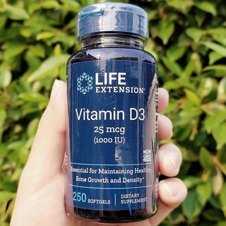 Vitamin D3 วิตามินดีสาม 25 mcg (1000 IU) 250 Softgels (Life Extension®) D-3 ช่วยเสริมภูมิต้านทาน