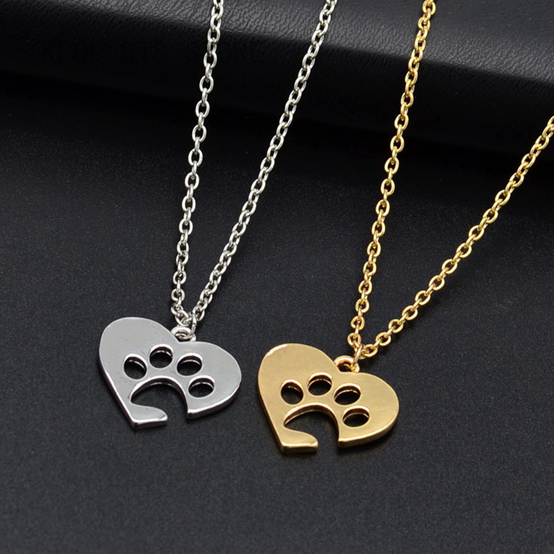 Women Fashion Cute Pets Dogs Footprints Cat Paw Pendant Chain Necklace Jewelry