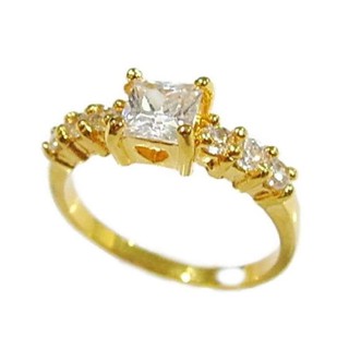 TANITTgems แหวนเพชรสวิส Princess Cut รุ่น TNDR012 - Gold#882