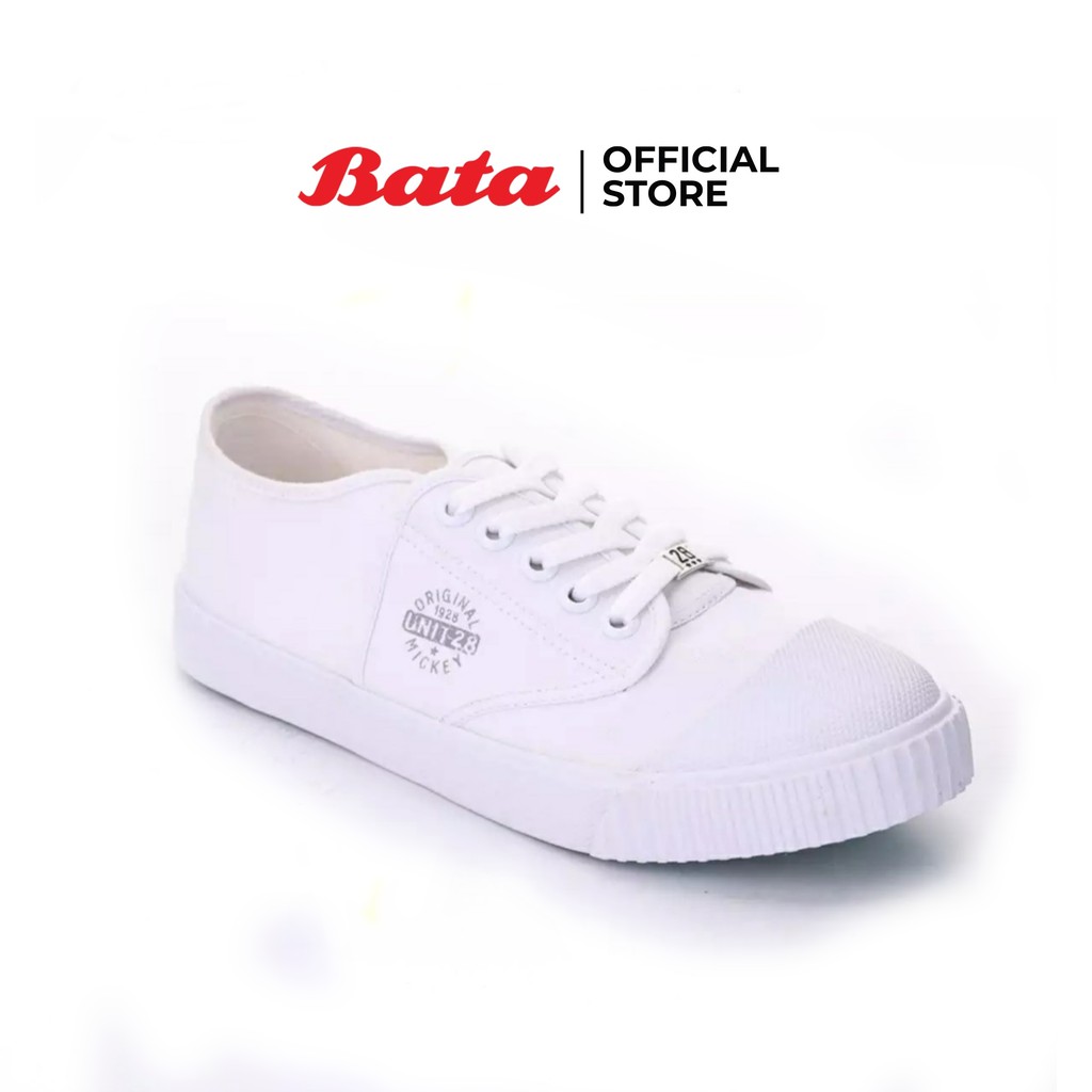Bata Disney บาจา ดิสนีย์ รองเท้าพละแบบผูกเชือก ผ้าใบนักเรียน สวมใส่ง่าย สำหรับเด็กอายุ 10-14 ปี สีขาว รหัส 4291612