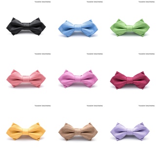 (เก็บโค้ดส่วนลดหน้าร้านลด 50฿) Vanzon Singthong หูกระต่าย โบว์ไทสีพื้น ทรงฝรั่งเศส Diamond Bow Tie (AOT031)