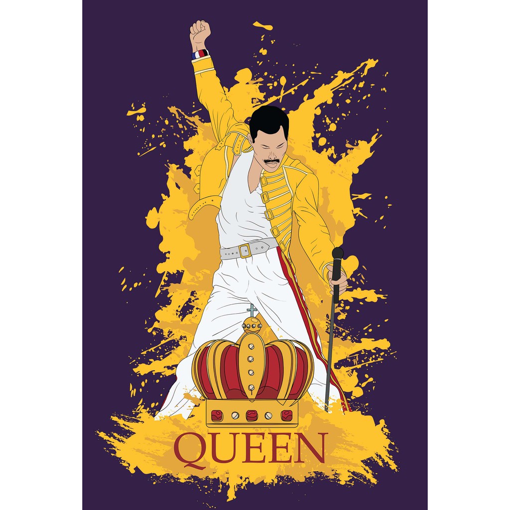 โปสเตอร์ วง ควีน Queen Freddie Mercury เฟรดดี เมอร์คูรี วงร็อก Rock Music Band Poster รูปภาพ ภาพถ่าย