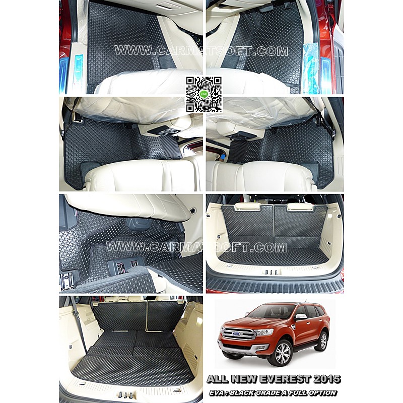 พรมปูพื้นรถยนต์ FORD EVEREST ลายกระดุมEVA เต็มคัน (พื้นหลังเรียบ+ตีนตุ๊กแก)