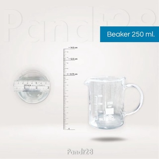 บีกเกอร์แก้วมีหูจับ​250มล. (Beaker​ low form with​ handle​ 250ml.)​