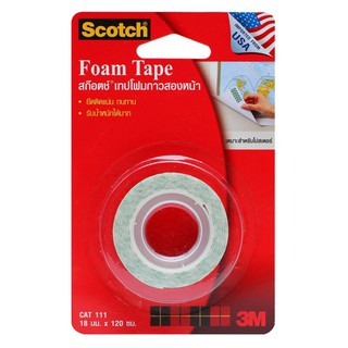 เทปโฟมกาว 2 หน้า 18 มม.x120 ซม. สก๊อตช์ CAT 111 Double sided foam tape 18 mm.x120 cm. Scotch CAT 111