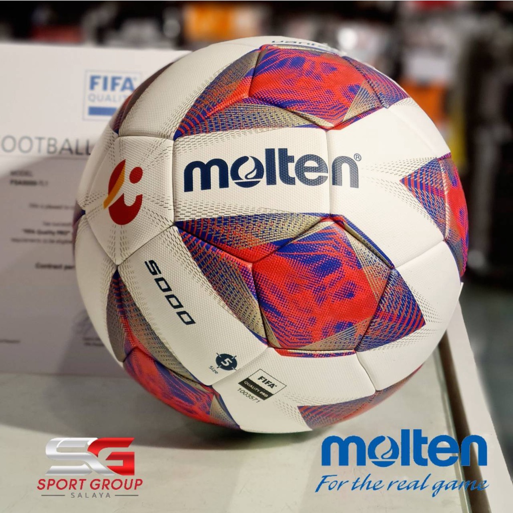 ลูกฟุตบอล THAI LEAGUE ไทยลีก Molten F5A5000-TL เบอร์5 แข่งขันนานาชาติ FIFA QUALITY PRO พร้อมใบเซอร์ 