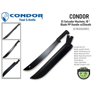 มีดใบตาย Condor El Salvador Machete, 18 “ Blade PP Handle w/Sheath {CTK2020HC}