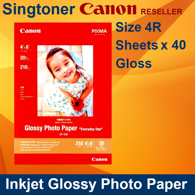 Canon Inkjet Glossy Photo Paper Value Set 40 แผ่น และ 100 แผ่น GP-508 4R ขนาด 4 X 6 10.2cm X 15.2cm 