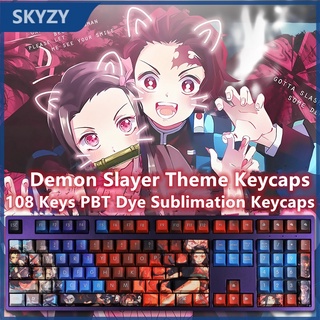 Demon Slayer Keycap โปรไฟล์เชอร์รี่ Kamado Nezuko Anime Gradient สี PBT Dye Sub แป้นพิมพ์กล Keycap