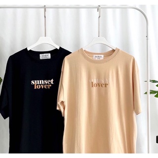 เสื้อยืดโอเวอร์ไซส์ สกรีนลายอักษร sunset lover