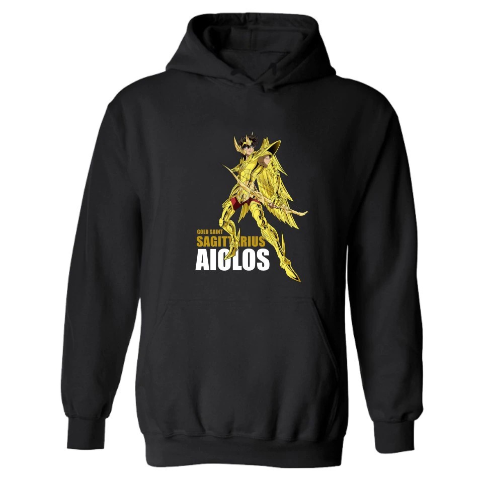 Classic Anime Gold Saint Seiya Hooded Hoodies Men Casual Black Cartoon Sweatshirt Men Clothes - pokemon go team valor windbreaker roblox