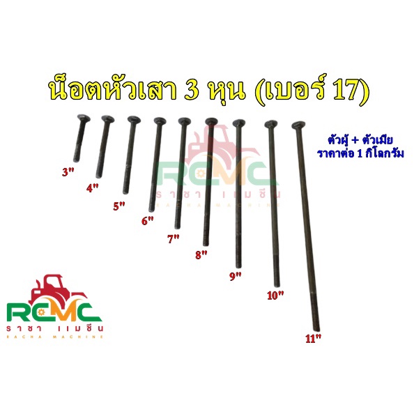 น็อตจับเสา ขนาด 3 หุน (เบอร์17) น็อตหัวเสา เสาคอนกรีต(พร้อมตัวเมีย) ยาว 3 นิ้ว-12 นิ้ว(ราคา1กิโล)