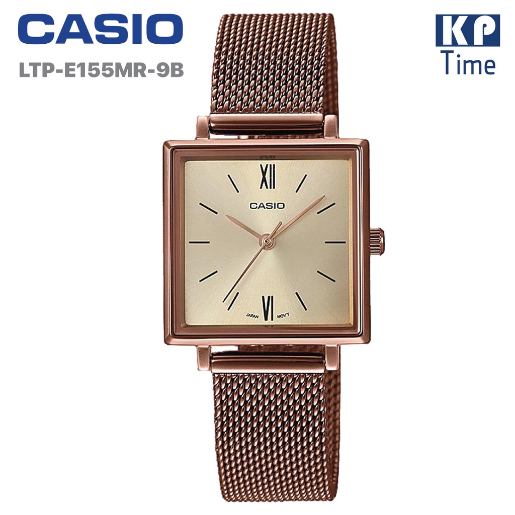 Casio นาฬิกาข้อมือผู้หญิง สายสแตนเลส รุ่น LTP-E155MR-9B ของแท้ประกันศูนย์ CMG