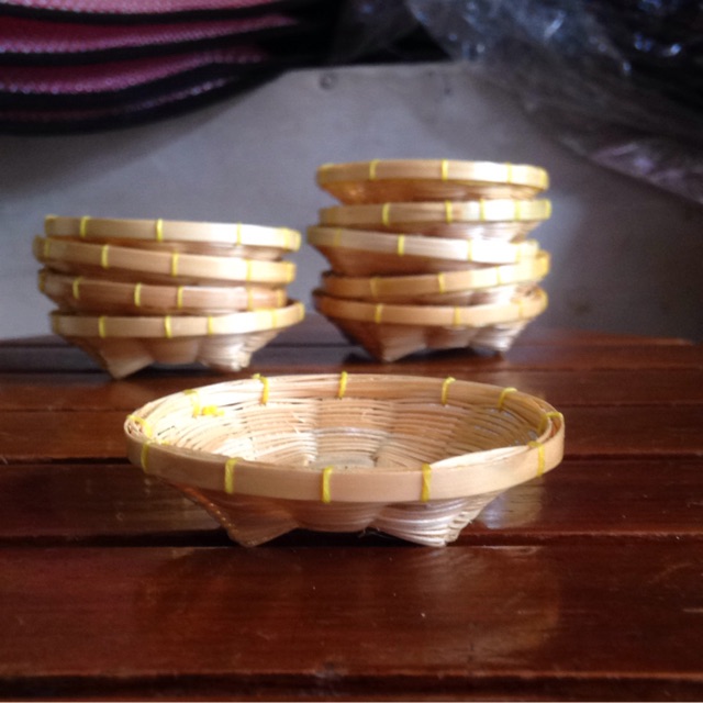 กระจาดไม้ไผ่ ที่ใส่ขนม สานงานสานละเอียด ทาน้ำมันกันมอดแล้ว มีเก็บเงินปลายทาง - รูปที่ 5