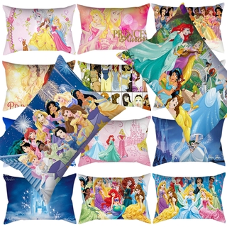 ปลอกหมอนผ้าฝ้ายผ้าลินินลายการ์ตูน Disney Princess สําหรับตกแต่งบ้านโซฟา