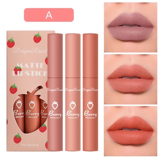 【In Stock】Dargon Danee 3 PCS Strawberry Set Velvet Matte Lip Glaze Lipstick