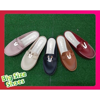 Big Size Shoes รองเท้าคัทชู สวยๆ แบบตัว V เปิดส้น ไซส์ 41 - 45 รองเท้าคัทชูผู้หญิง