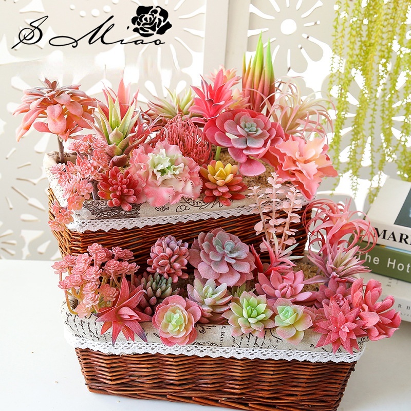 Mini Succulents ประดิษฐ์-DIY พืชประดิษฐ์,ตกแต่ง Faux ปลอม Succulents พืชสําหรับห้องนั่งเล่นตกแต่งห้องนอน