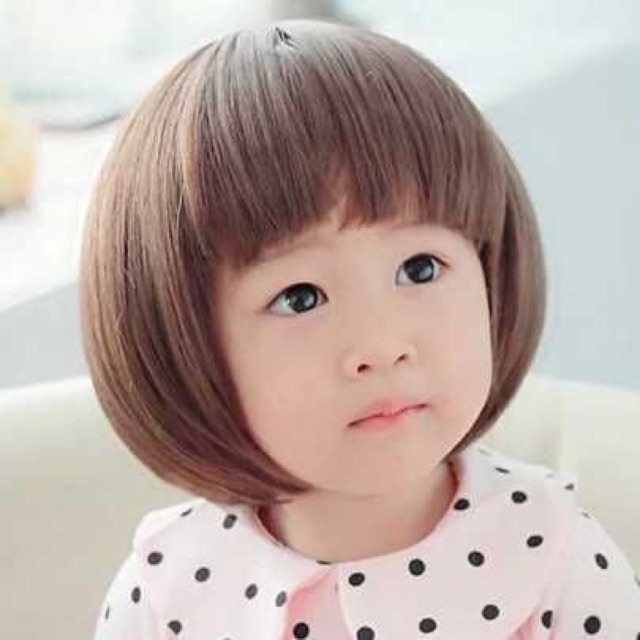 วิกผมเด็ก ผมบ๊อบ สีน้ำตาลเข้ม วิกผม เด็กผู้หญิง พร๊อพถ่ายรูป