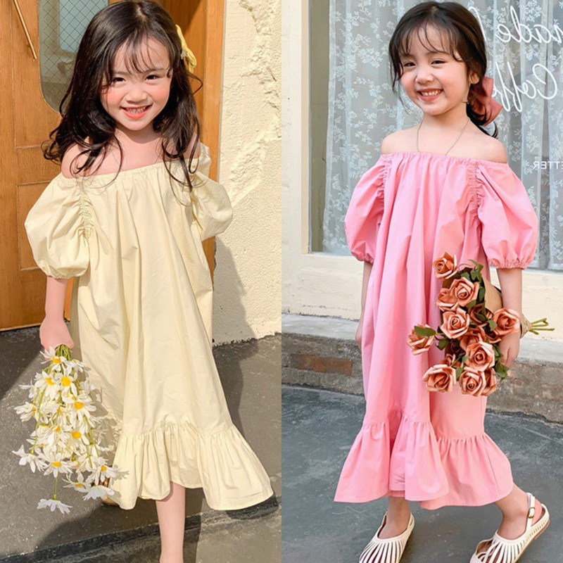 DOUMA ชุดเดรสแฟชั่นหวานหวานเกาหลีสําหรับเด็กผู้หญิงฤดูร้อน