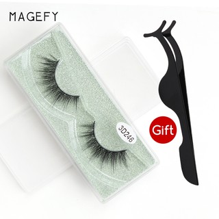 MAGEFY 1Pairs ขนตาปลอม3D+ แหนบแต่งหน้าขนตาปลอม ขนตาปลอมแบบใช้ซ้ำได้  ขนตาปลอมเส้นใยเคมีเลียนแบบสูง ขนตาปลอมแต่งหน้า ขนตามีกาวในตัว False Eyelashe