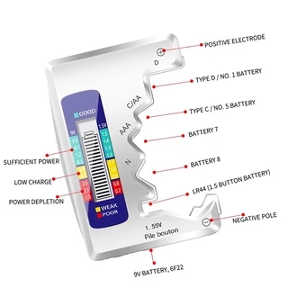 Kiprun เครื่องทดสอบแบตเตอรี่ดิจิตอลจอแสดงผล LCD AA/AAA/9 V/C/D/N 1.5 V ปุ่มเซลล์แบตเตอรี่ความจุตรวจสอบเครื่องตรวจจับความจุเครื่องมือวินิจฉัย