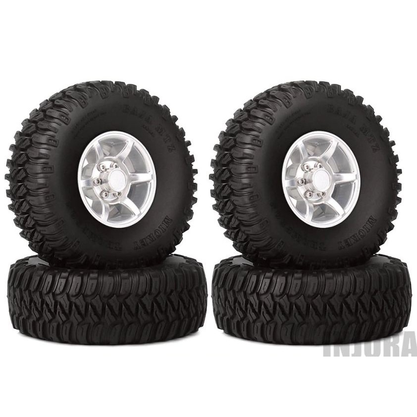 4PCS 1.55 Inch Beadlock Aluminum Rim & Wheel Tires 1.55'' Tyre for RC Crawler Car D90 TF2 Tamiya CC0