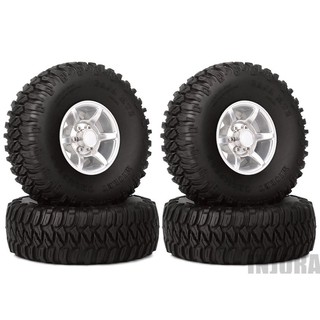 4PCS 1.55 Inch Beadlock Aluminum Rim &amp; Wheel Tires 1.55 Tyre for RC Crawler Car D90 TF2 Tamiya CC01 LC70 LC80